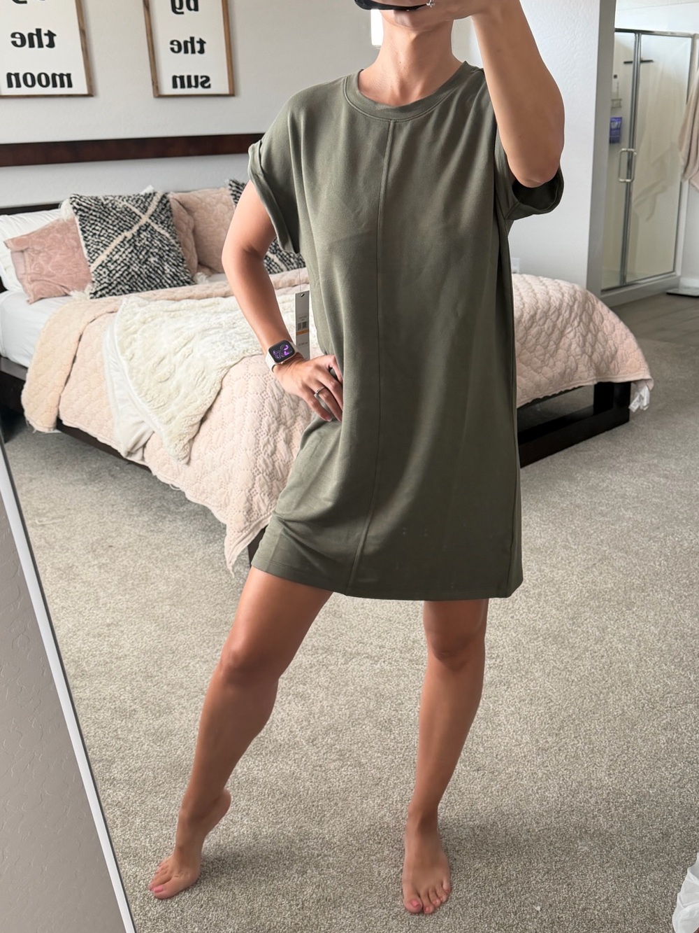 Calvin Klein Olive Green Mini T-Shirt Dress S